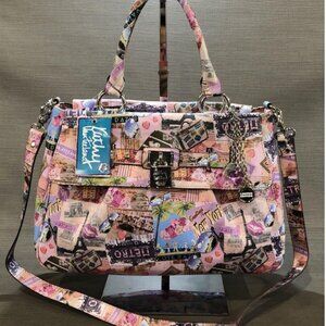 Kathy Van Zeeland Limited Edition Satchel Travel Collage Print Y2K Bag NWT